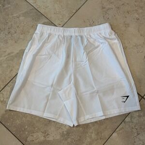 Gymshark Arrival Shorts Mens Large 7" White Slim Fit Training Logo Gym Athletic